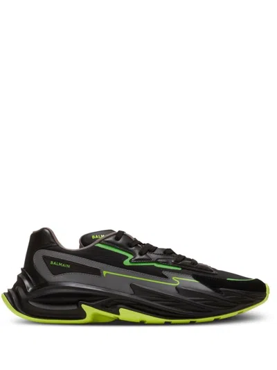 BALMAIN MEN'S RUN ROW LEATHER & NYLON SNEAKER