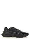 Balmain Black Run-row Leather Sneakers In Black