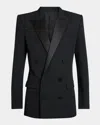 Balmain Double-breasted Tuxedo Blazer In Black