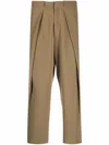 Balmain Side Folded Crepe Cropped Trousers In Taupe