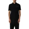 Balmain Men's Small Leather Couture Label Zipped Polo In Black