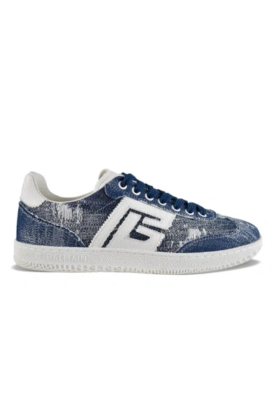 Balmain Men Sneakers Swan In Blue