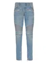 Balmain Slim-fit Biker Ribbed Jeans In Blue