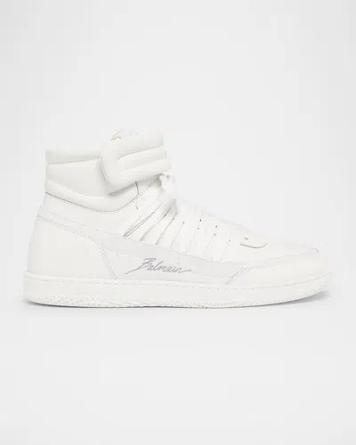 Balmain Men's Swan Leather Mid-top Sneakers In Multi