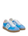 Balmain Swan Leather Suede Sneakers In Blue