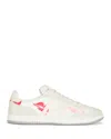 Balmain Swan Sneakers In Leather And Suede Color White And Red In White/red