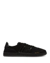 Balmain Swan Suede Low-top Sneakers In Black