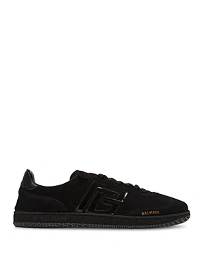 BALMAIN MEN'S SWAN SUEDE & PATENT LEATHER SNEAKER