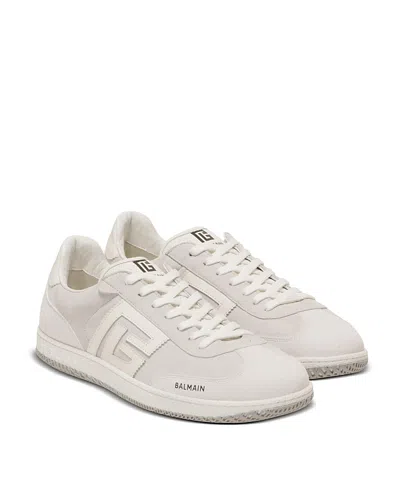 BALMAIN MEN'S SWAN SUEDE AND SMOOTH LEATHER TRAINERS