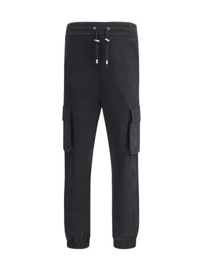 Balmain Paris Print Cargo Jogging Trousers In Black