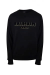 Balmain Flocked & Foiled Logo Sweatshirt In Black