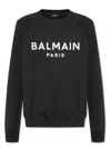 Balmain Logo Printed Cotton Sweatshirt In Black