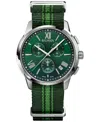 Balmain Men's Swiss Chronograph Madrigal Dark Green Striped Nato Strap Watch 42mm In No Color