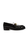 Balmain Sync Glazed Leather Loafers In White