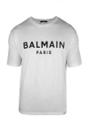 Balmain White Crewneck T-shirt With Contrasting Logo Lettering Print In White