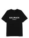 Balmain Black Crewneck T-shirt With Logo Lettering On The Front In Black