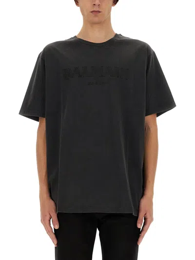 Balmain Men T-shirt With Logo In Black