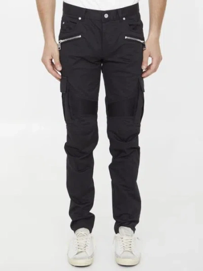 Balmain Men's Tapered Cotton Cargo Pants In Black