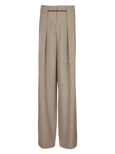 BALMAIN MEN'S TAUPE CUPRO PLEATED PANTS