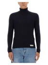 Balmain Logo-patched High-neck Sweater In Blue