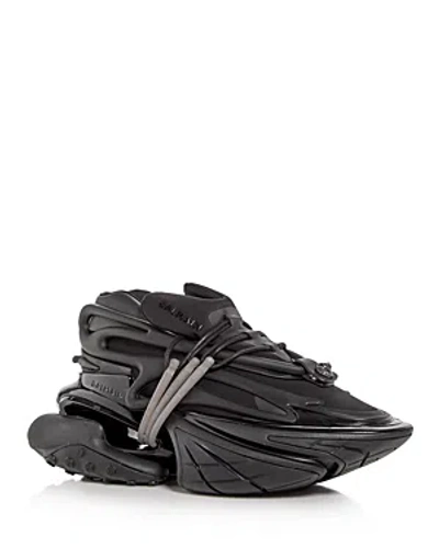 Balmain Men's Unicorn Lace Up Low Top Sneakers In Black