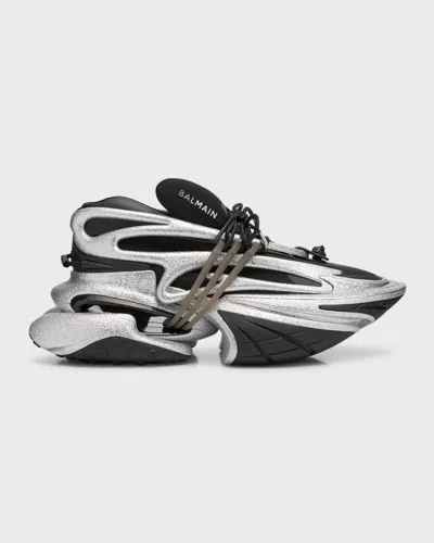 BALMAIN MEN'S UNICORN NEOPRENE GLITTER FASHION SNEAKERS