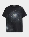 Balmain Universe Logo Printed T-shirt In Blk Multi