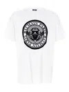 Balmain White Cotton T-shirt With Maxi Logo Print In Multi