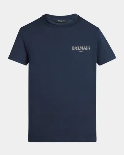 Balmain Men's Vintage Gel Logo T-shirt In Navy/multi