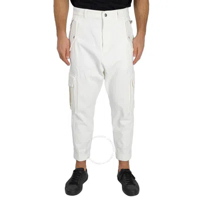 Balmain Men's White  Mid-rise Tapered Cargo Pants