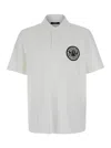 Balmain Men White Polo Shirt With Collar And Coin Print On The Front In Cotton Man In Multi
