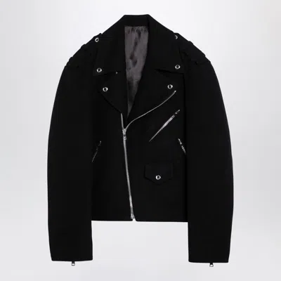 BALMAIN MEN'S WOOL FELT BIKER JACKET