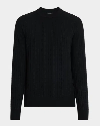 Balmain Men's Wool Monogram Jacquard Crewneck Sweater In Black