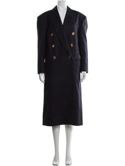 Pre-owned Balmain Merino Wool Coat In Blue