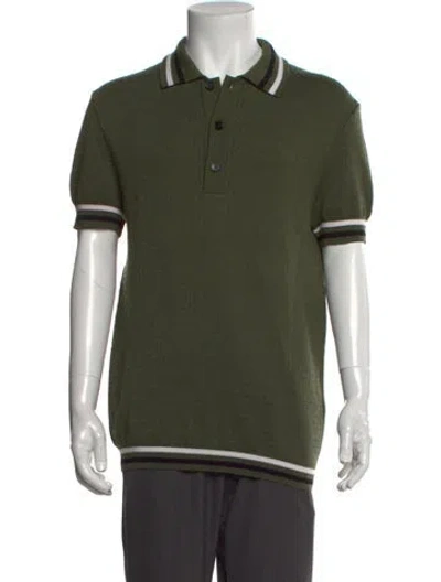 Pre-owned Balmain Merino Wool Collar Polo Shirt In Green