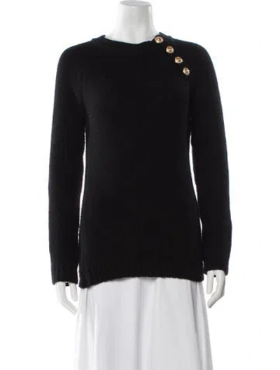 Pre-owned Balmain Merino Wool Crew Neck Sweater In Black