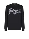 Balmain Paris Logo Intarsia Merino Wool Blend Sweater In Black