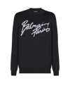 Balmain Paris Logo Intarsia Merino Wool Blend Sweater In Black