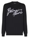 Balmain Paris Logo Intarsia Merino Wool Blend Sweater In Black
