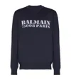Balmain Merino Wool Logo Sweater In Blue