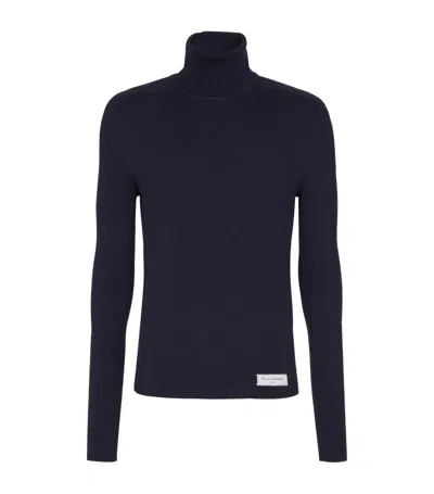 Balmain Pb Wool Turtleneck Sweater In Black