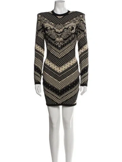 Pre-owned Balmain Merino Wool Mini Dress W/ Tags In Black