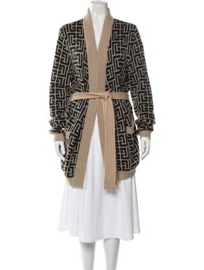 Pre-owned Balmain Merino Wool Printed Evening Jacket In Brown