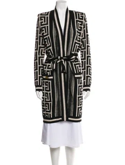 Pre-owned Balmain Merino Wool Striped Jacket In Black