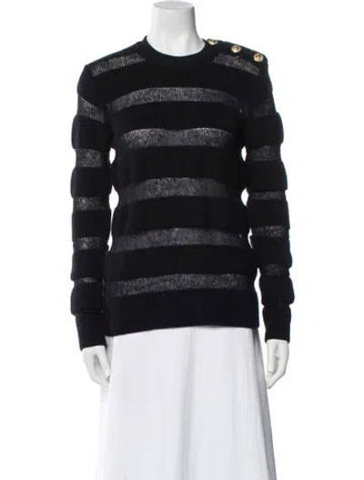 Pre-owned Balmain Merino Wool Striped Sweater In Black