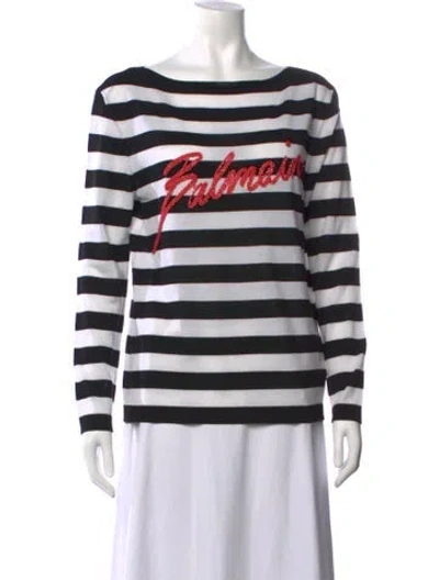 Pre-owned Balmain Merino Wool Striped Sweater W/ Tags In Black