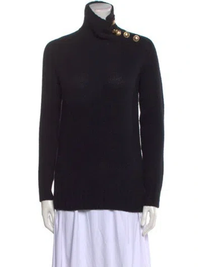 Pre-owned Balmain Merino Wool Turtleneck Sweater In Black