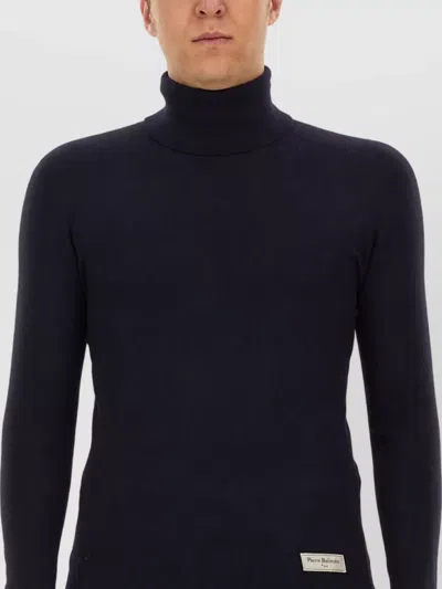 Balmain Merino Wool Turtleneck T-shirt In Black