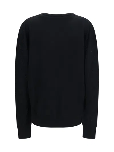 Balmain Merino Wool V-neck Sweater In Black