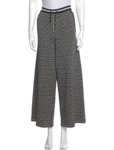 Pre-owned Balmain Merino Wool Wide Leg Pants In Black